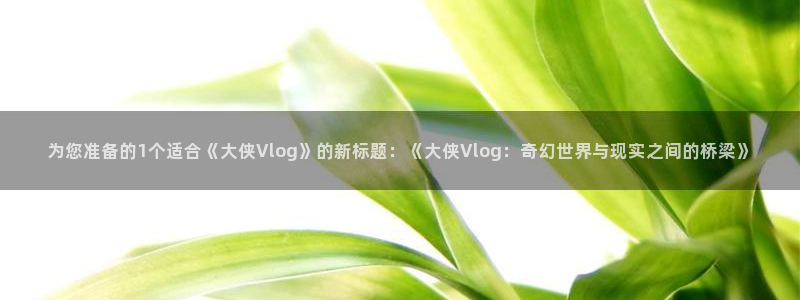 糖心vlgo免费水冰月：为您准备的1个适合《大侠Vlog》的